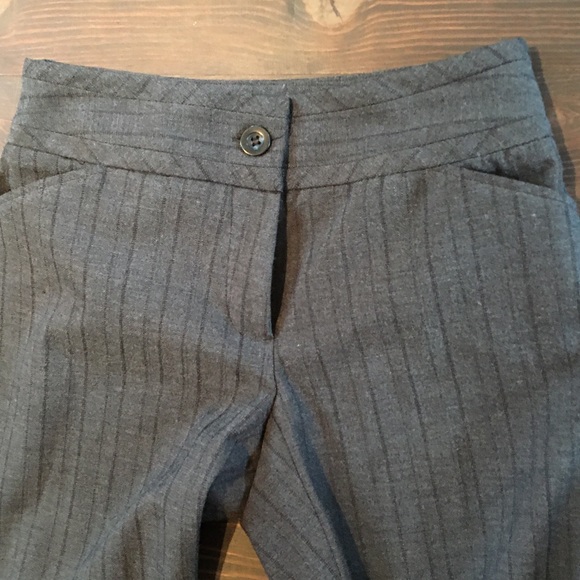 Grey with slight back stripe wide leg dress pants. - Picture 2 of 6